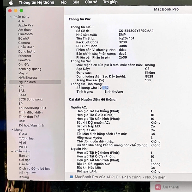 Macbook Pro 2019 16in Xám Intel Core i7/ RAM 16GB/ SSD 512GB  98% Sạc 32 lần BPTN