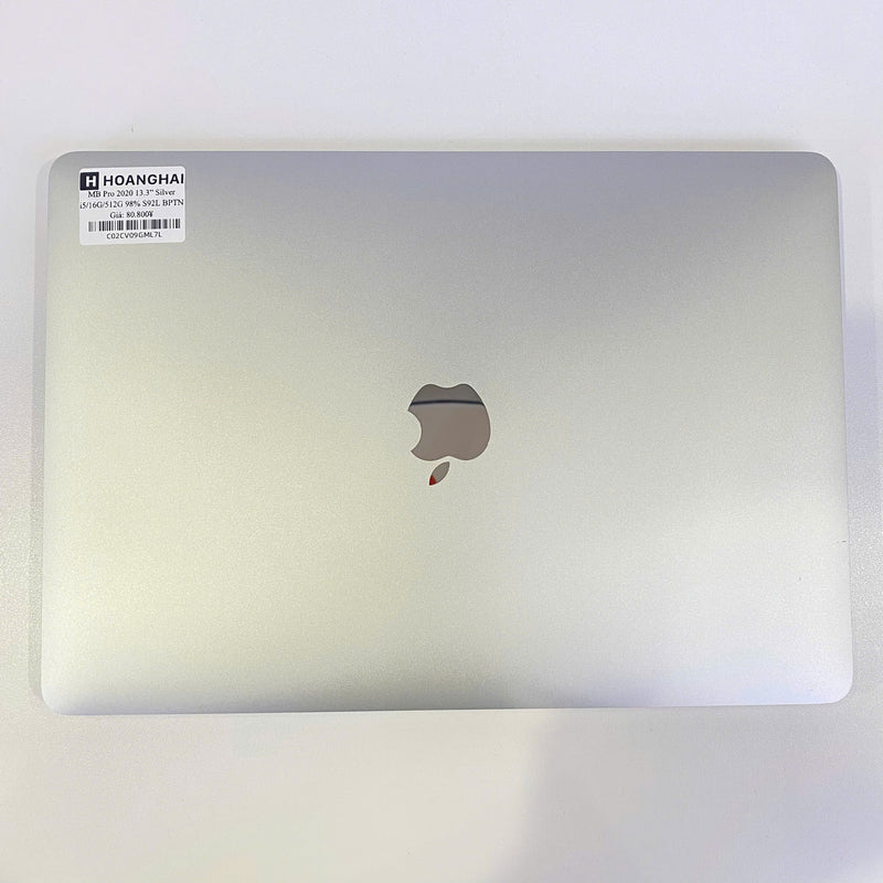 MacBook Pro 2020 13.3in Bạc Intel Core i5/ RAM 16GB/ SSD 512GB 98% Sạc 92 lần BPTN