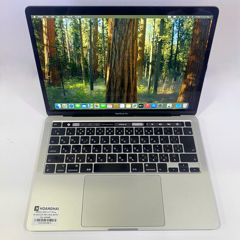 MacBook Pro 2020 13.3in Bạc Intel Core i5/ RAM 16GB/ SSD 512GB 98% Sạc 92 lần BPTN
