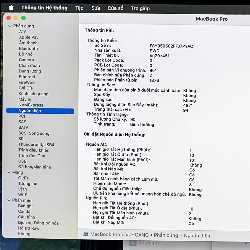 Macbook Pro 2019 13.3in Xám Intel Core i5/ RAM 8GB/ SSD 256GB 98% sạc 90 lần BPTN