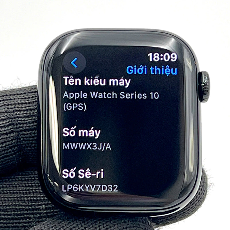 Apple Watch Series 10 GPS 42mm Jet Black Aluminum Case with Black/Blue Nike Sport Loop pin 100%