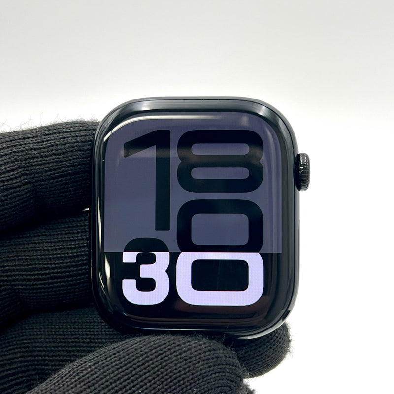 Apple Watch Series 10 GPS 46mm Jet Black Aluminum Case with Black Sport Band pin 100% Likenew