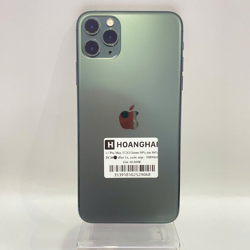 iPhone 11 Pro Max 512GB Xanh Lá  98% pin 86% Máy đã trả hết tiền mạng dùng như Quốc tế Apple (Đốm 1x, xước màn) - HH9068