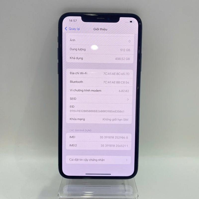 iPhone 11 Pro Max 512GB Xanh Lá  98% pin 86% Máy đã trả hết tiền mạng dùng như Quốc tế Apple (Đốm 1x, xước màn) - HH9068
