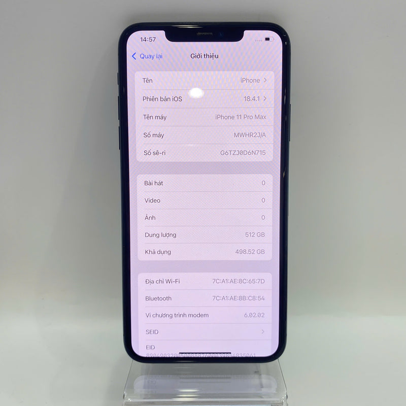 iPhone 11 Pro Max 512GB Xanh Lá  98% pin 86% Máy đã trả hết tiền mạng dùng như Quốc tế Apple (Đốm 1x, xước màn) - HH9068