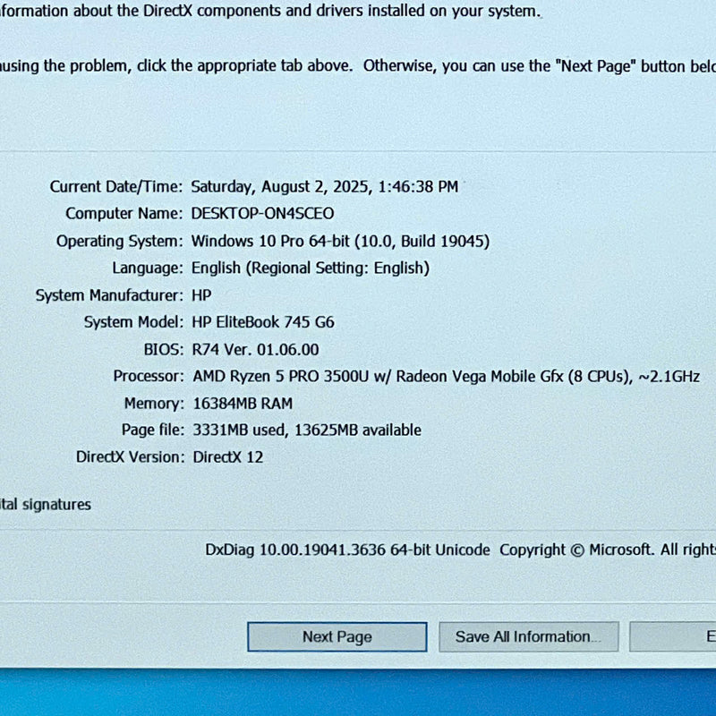 HP Elitebook 745 G6 14" AMD Ryzen 5 PRO 3500U/ RAM 16GB/ SSD 256GB BPTN Likenew