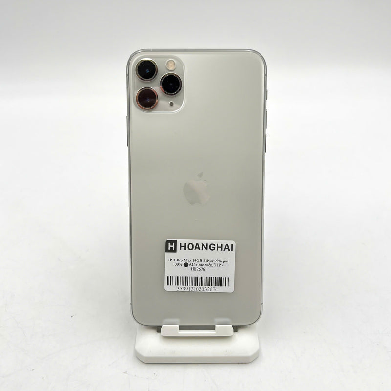 iPhone 11 Pro Max 64GB Bạc 98% pin 100% Máy đã trả hết tiền mạng dùng như Quốc tế Apple (Đã thay pin - Xước viền) - HH2676
