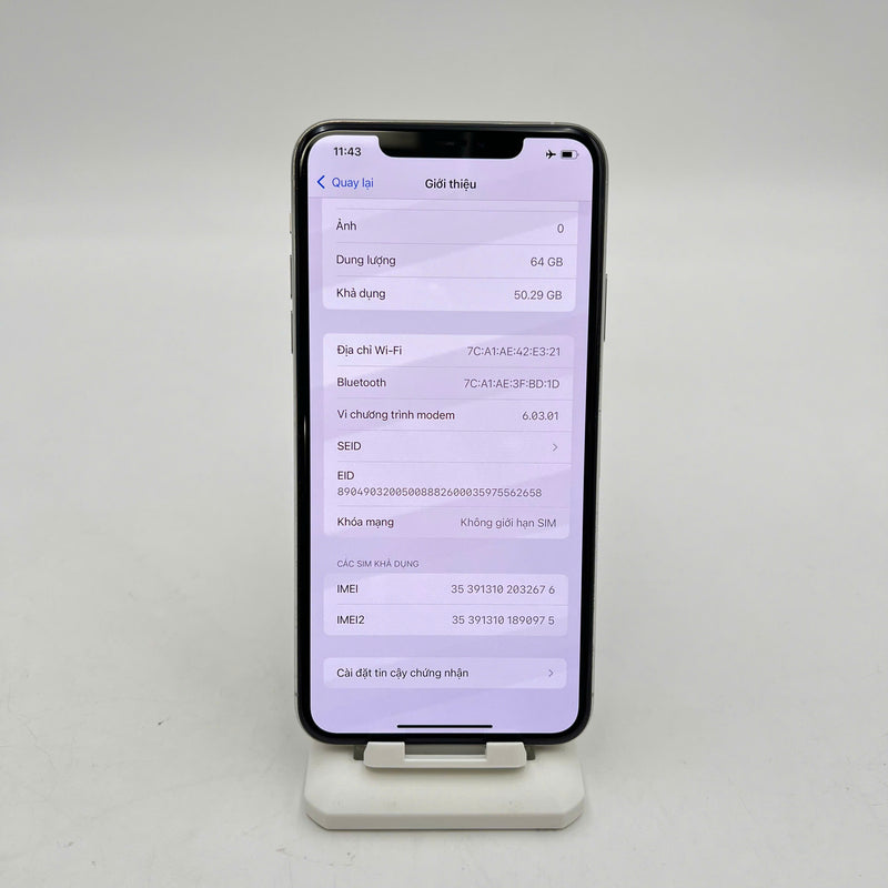 iPhone 11 Pro Max 64GB Bạc 98% pin 100% Máy đã trả hết tiền mạng dùng như Quốc tế Apple (Đã thay pin - Xước viền) - HH2676