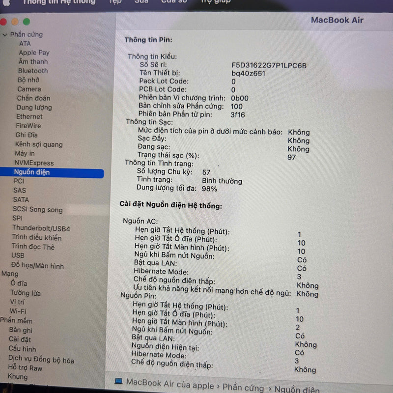 Macbook Air 2023 15in Đen Apple M2/ RAM 8GB/ SSD 256GB 98% FB BPTA (Sạc 57 lần)