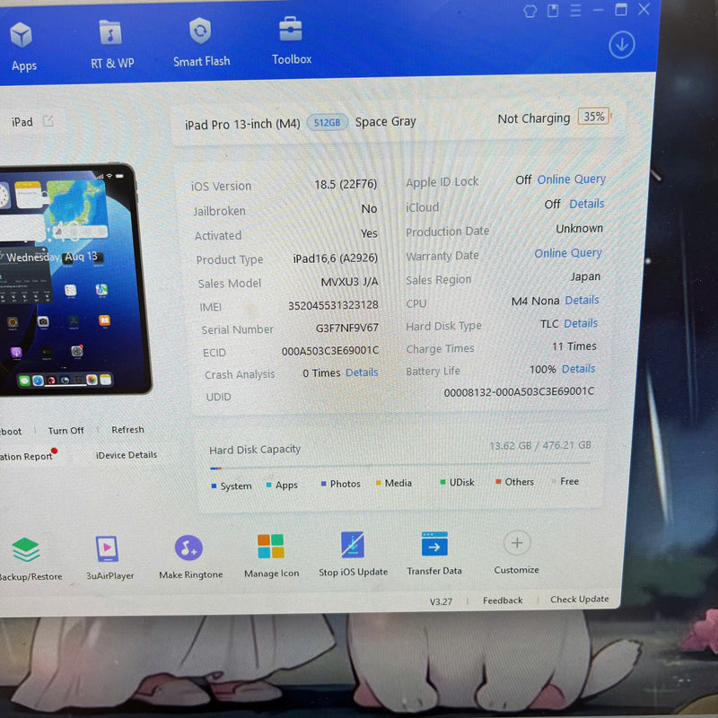 iPad Pro 2024 M4 13in 512GB Đen 5G + Wifi 99% Fullbox pin 100% từ SB (Sạc 10 lần)