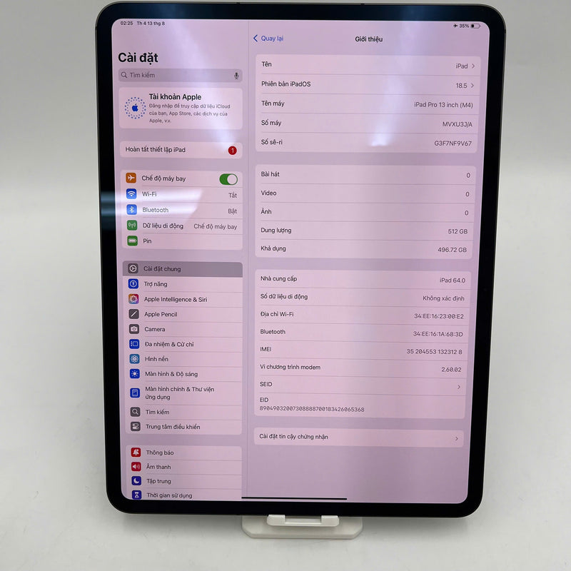 iPad Pro 2024 M4 13in 512GB Đen 5G + Wifi 99% Fullbox pin 100% từ SB (Sạc 10 lần)