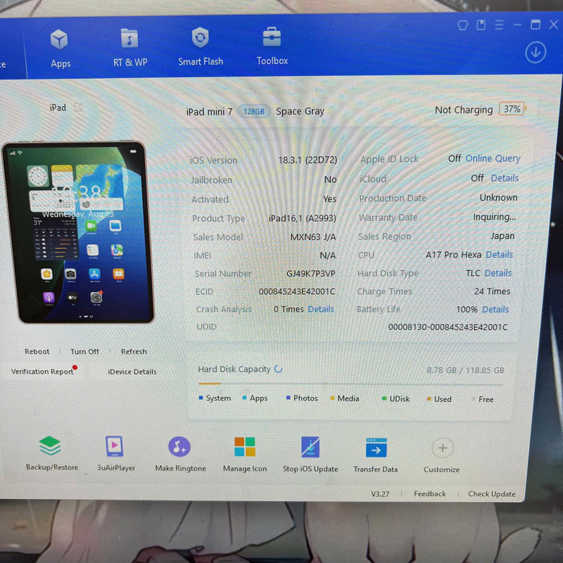 iPad Mini 7 2024 128GB Xám Wifi 98% pin 100% (sạc 24 lần)