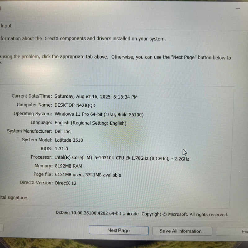 Dell Latitude 3510 15.6in i5 10310U/RAM 8GB/SSD 256GB BPTN Likenew