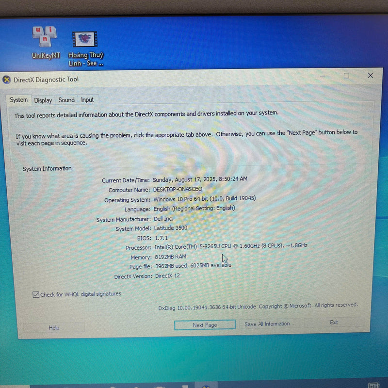 Dell Latitude 3500 15.6in i5-8265U/RAM 8GB/SSD 256GB BPTN Likenew