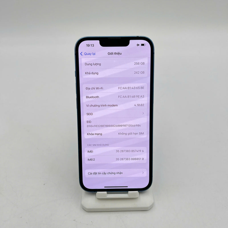 iPhone 13 256GB Xanh Dương 98% pin 85%  Máy đã trả hết tiền mạng dùng như Quốc tế Apple viền xước,viền cam xước - HH4196