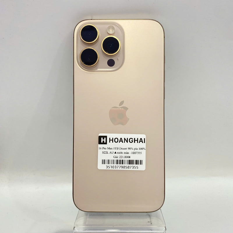 iPhone 16 Pro Max 1TB Vàng Sa Mạc 98% pin 100% Quốc tế từ AU (Không dùng sim AU - sạc 22 lần, xước màn và viền) - HH7355