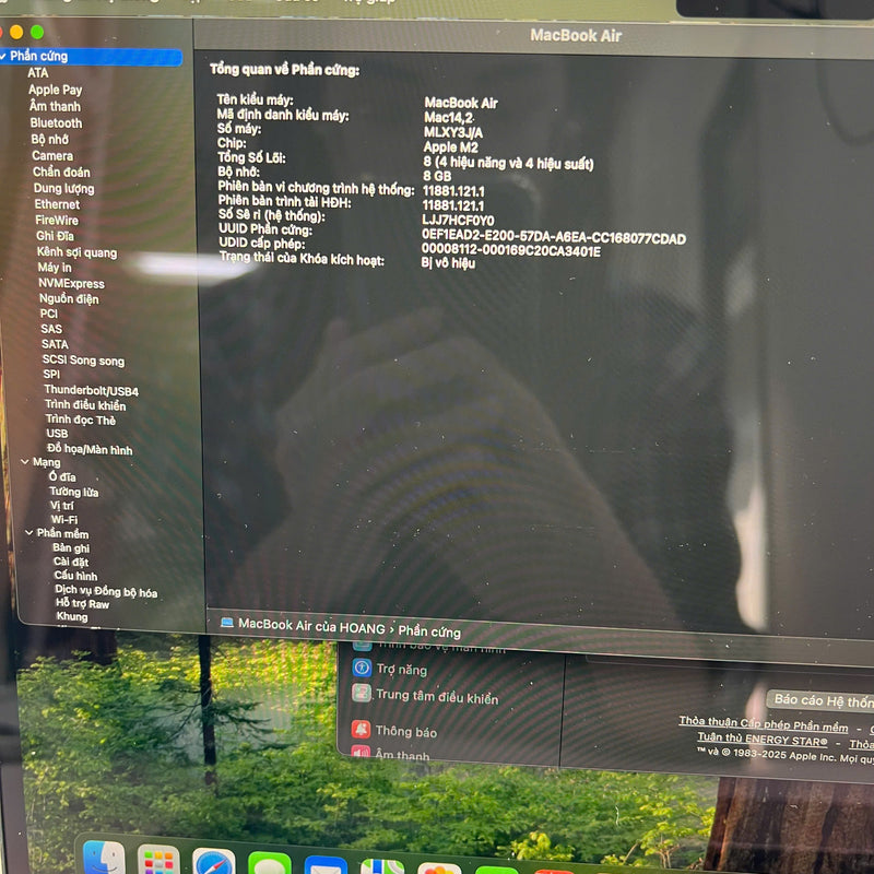 Macbook Air 2022 13.6in Bạc Apple M2/ RAM 8GB/ SSD 256GB 99% pin 100% sạc 42 lần BPTN FB