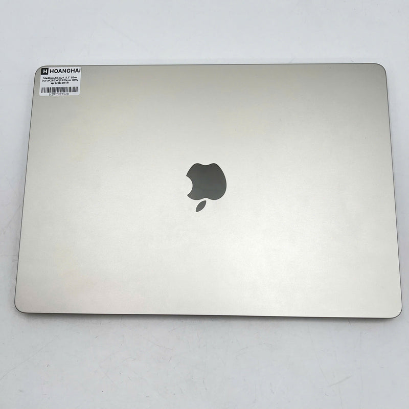 Macbook Air 2024 15.3in Bạc Apple M3/ RAM 16GB/ SSD 256GB 99% pin 100% sạc 12 lần BPTN