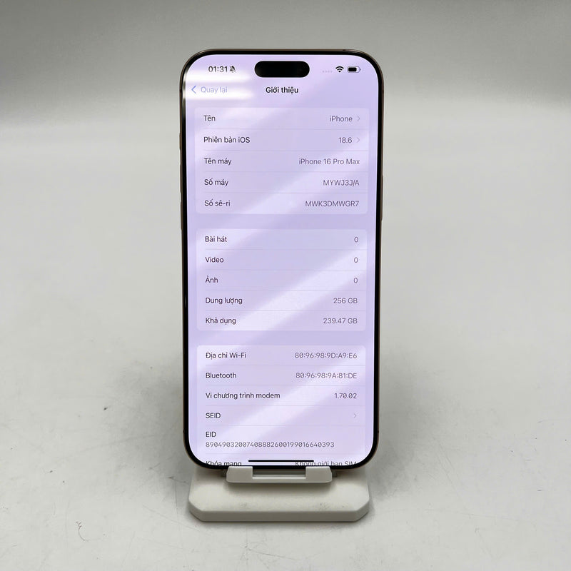 iPhone 16 Pro Max 256GB Vàng Sa Mạc 98% pin 98% Quốc tế Apple (xước viền nhẹ) - HH9813