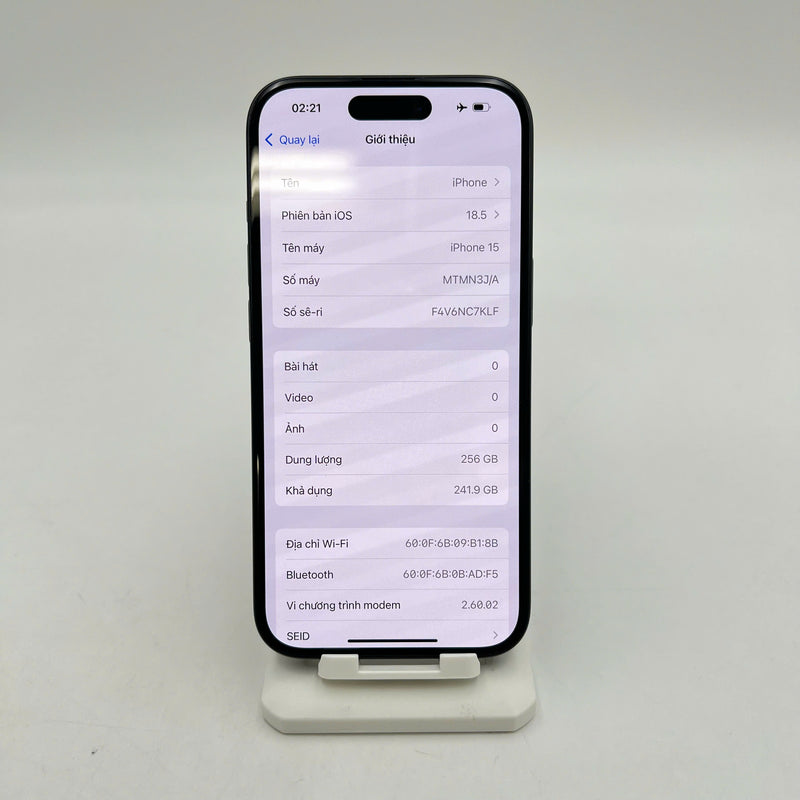 iPhone 15 256GB Đen 98% pin 91% Quốc tế từ AU (Không dùng sim AU - ám viền, viền cam xước) - HH7048