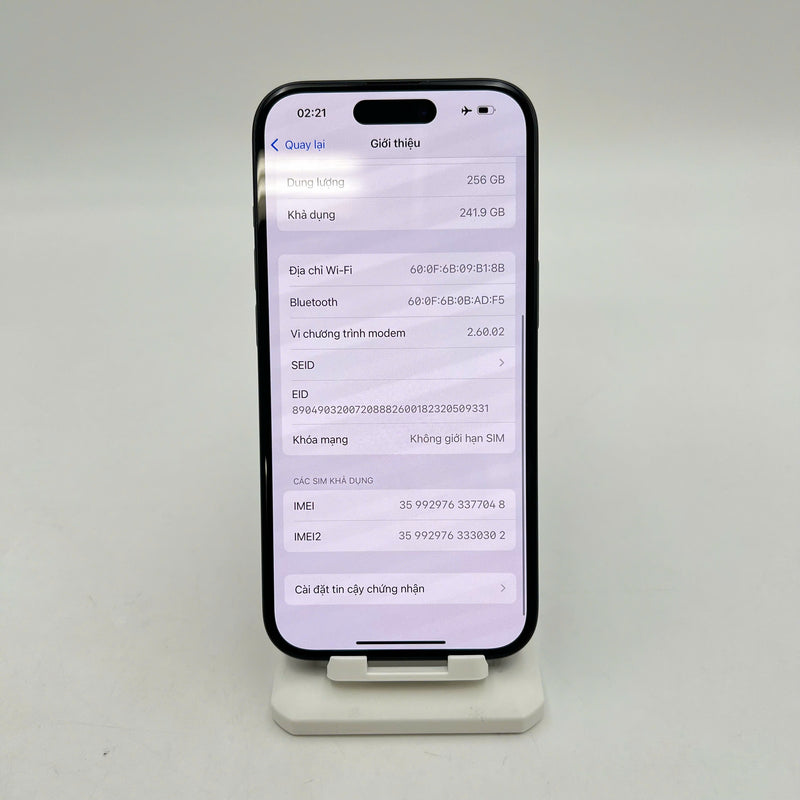 iPhone 15 256GB Đen 98% pin 91% Quốc tế từ AU (Không dùng sim AU - ám viền, viền cam xước) - HH7048