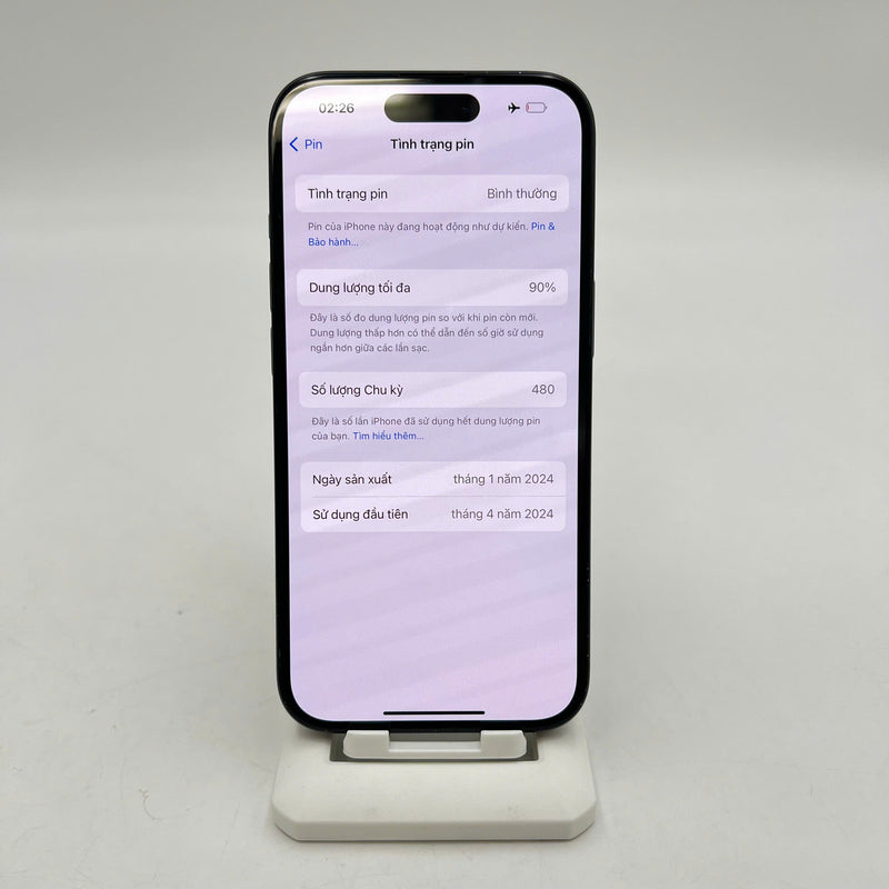iPhone 15 256GB Đen 98% pin 90% Quốc tế Apple (Màn LKCH, màn xước, viền xước, viền cam xước) - HH2774