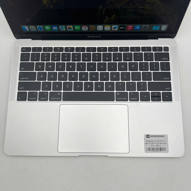 Macbook Air 2018 13.3in Bạc Intel Core i5/ RAM 16GB/ SSD 512GB 98% Pin 91% BPTA
