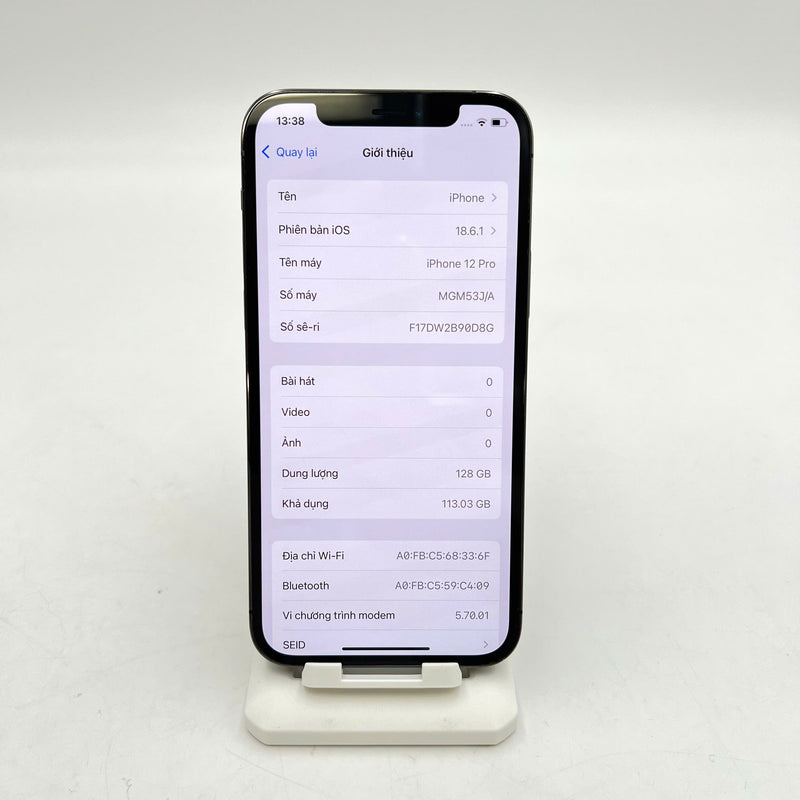 iPhone 12 Pro 128GB Đen 98% pin 100% Máy đã trả hết tiền mạng dùng như Quốc tế Apple (Đã thay pin) - HH9917