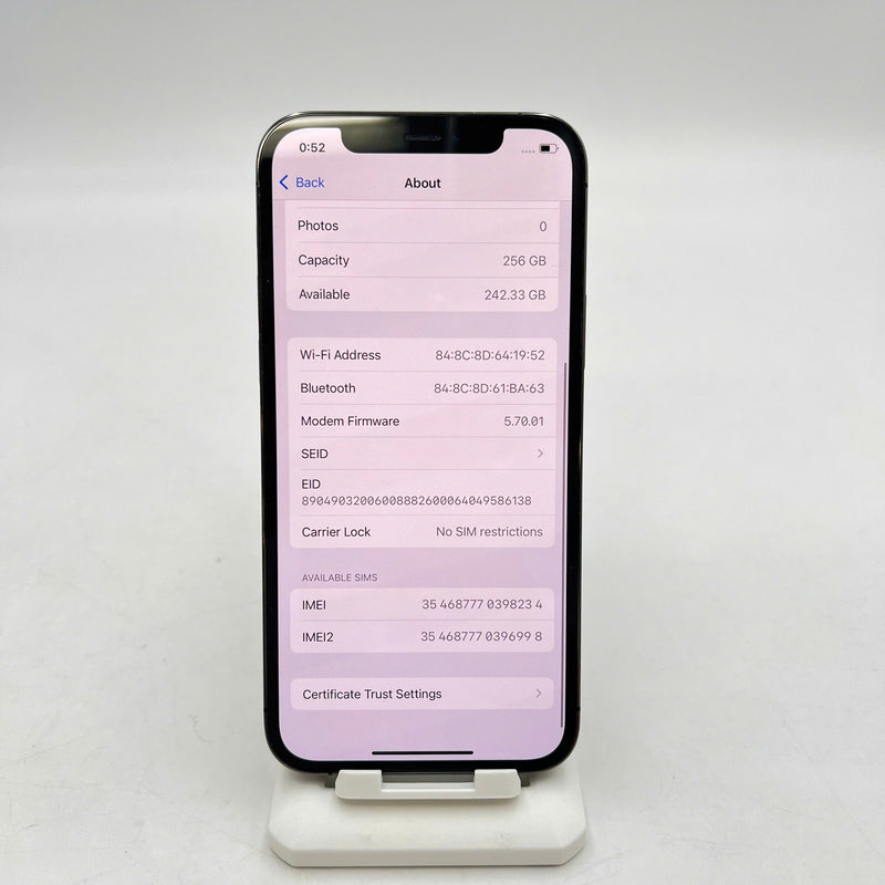 iPhone 12 Pro 256GB Đen 98% pin 100% Máy đã trả hết tiền mạng dùng như Quốc tế Apple (Đã thay pin, viền xước, đốm 1x, màn xước) - HH8234