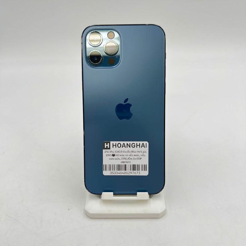 iPhone 12 Pro 128GB Xanh Dương 98% pin 100% Máy đã trả hết tiền mạng dùng như Quốc tế Apple ĐBH (Đã thay pin, màn và viền xước, viền cam xước, đốm 1x) - HH7673