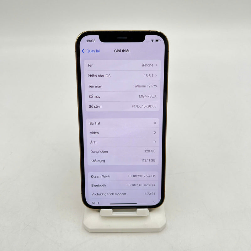 iPhone 12 Pro 128GB Vàng 98% pin 100% Máy đã trả hết tiền mạng dùng như Quốc tế Apple (Đã thay pin) - HH1254