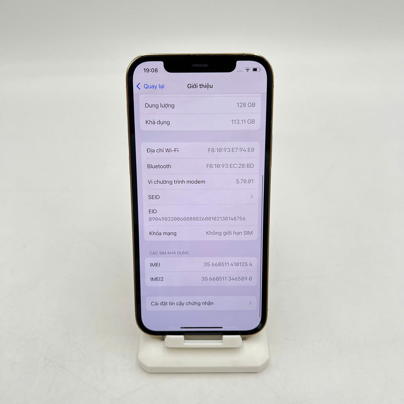 iPhone 12 Pro 128GB Vàng 98% pin 100% Máy đã trả hết tiền mạng dùng như Quốc tế Apple (Đã thay pin) - HH1254