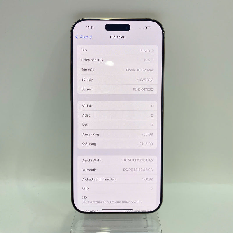 iPhone 16 Pro Max 256GB Vàng Sa Mạc 98% pin 100% Quốc tế Apple (Sạc 26 lần, xước màn) - HH9905