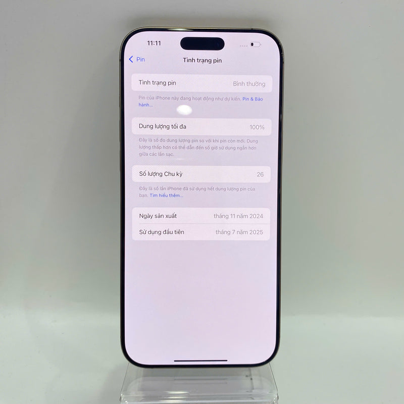 iPhone 16 Pro Max 256GB Vàng Sa Mạc 98% pin 100% Quốc tế Apple (Sạc 26 lần, xước màn) - HH9905