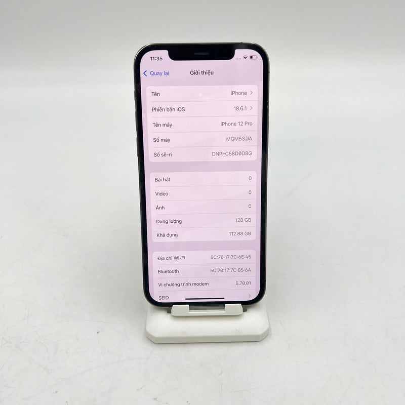 iPhone 12 Pro 128GB Đen 98% pin 100% Máy đã trả hết tiền mạng dùng như Quốc tế Apple (Đã thay pin, viền xước) - HH4519