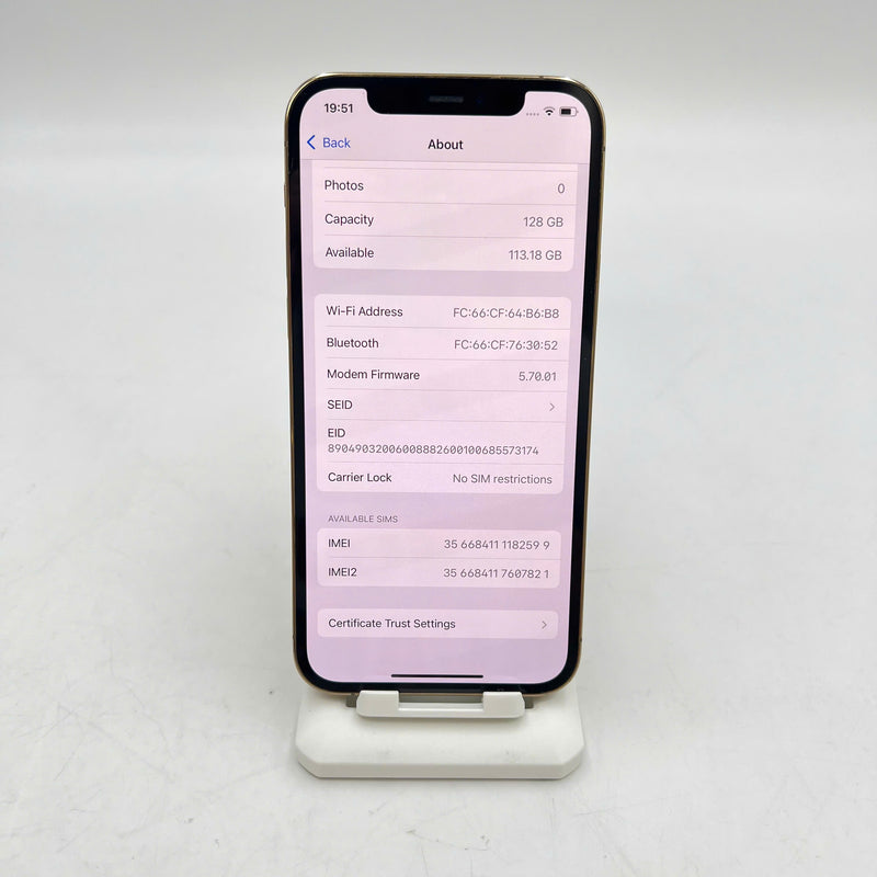 iPhone 12 Pro 128GB Vàng 98% pin 100% Máy đã trả hết tiền mạng dùng như Quốc tế Apple (Đã thay pin, đốm 1x, màn và viền xước) - HH2599