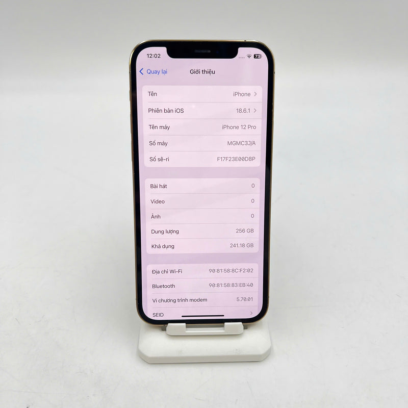 iPhone 12 Pro 256GB Vàng 98% pin 100% Máy đã trả hết tiền mạng dùng như Quốc tế Apple (Đã thay pin, đốm 2.5x, viền xước, màn xước) - HH1482