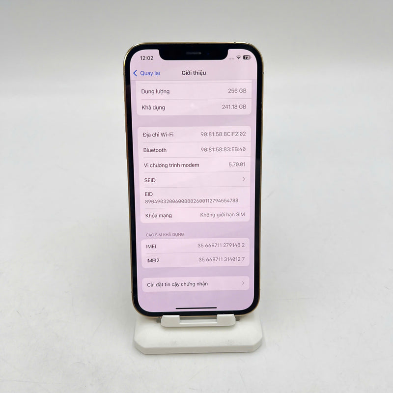 iPhone 12 Pro 256GB Vàng 98% pin 100% Máy đã trả hết tiền mạng dùng như Quốc tế Apple (Đã thay pin, đốm 2.5x, viền xước, màn xước) - HH1482