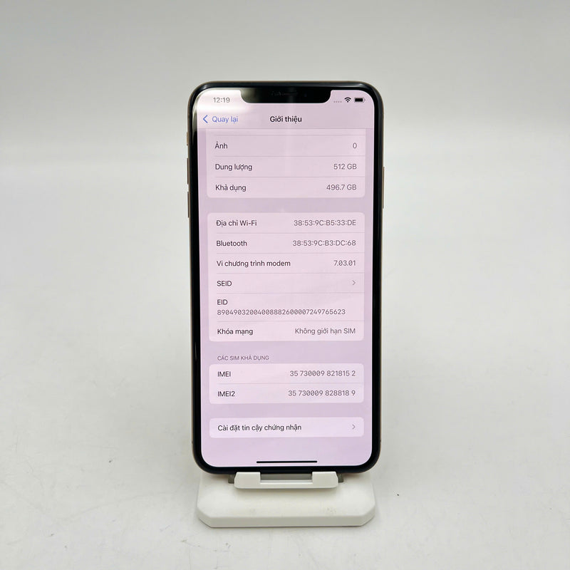 iPhone Xs Max 512GB Vàng 99% pin 100% Máy đã trả hết tiền mạng dùng như Quốc tế Apple (Đã thay pin, đốm 1x, màn xước dăm) - HH8152
