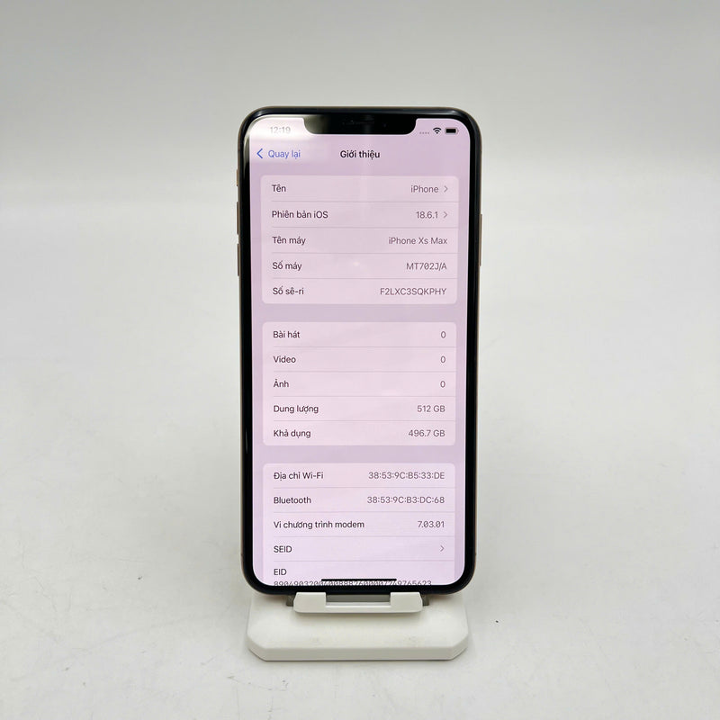 iPhone Xs Max 512GB Vàng 99% pin 100% Máy đã trả hết tiền mạng dùng như Quốc tế Apple (Đã thay pin, đốm 1x, màn xước dăm) - HH8152
