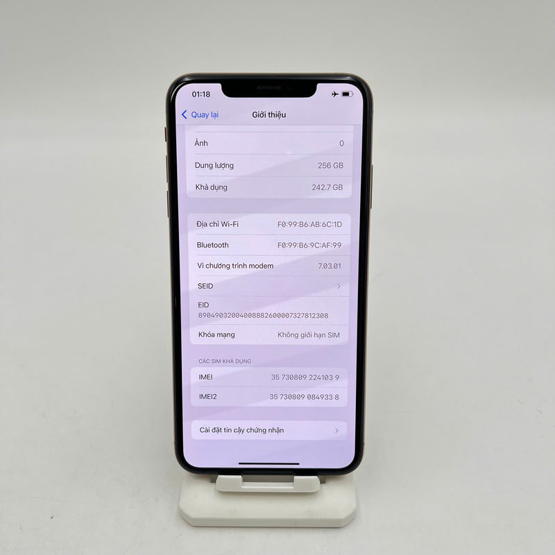 iPhone Xs Max 256GB Vàng 98% pin 86% Máy đã trả hết tiền mạng dùng như Quốc tế Apple (đốm 1x) - HH1039