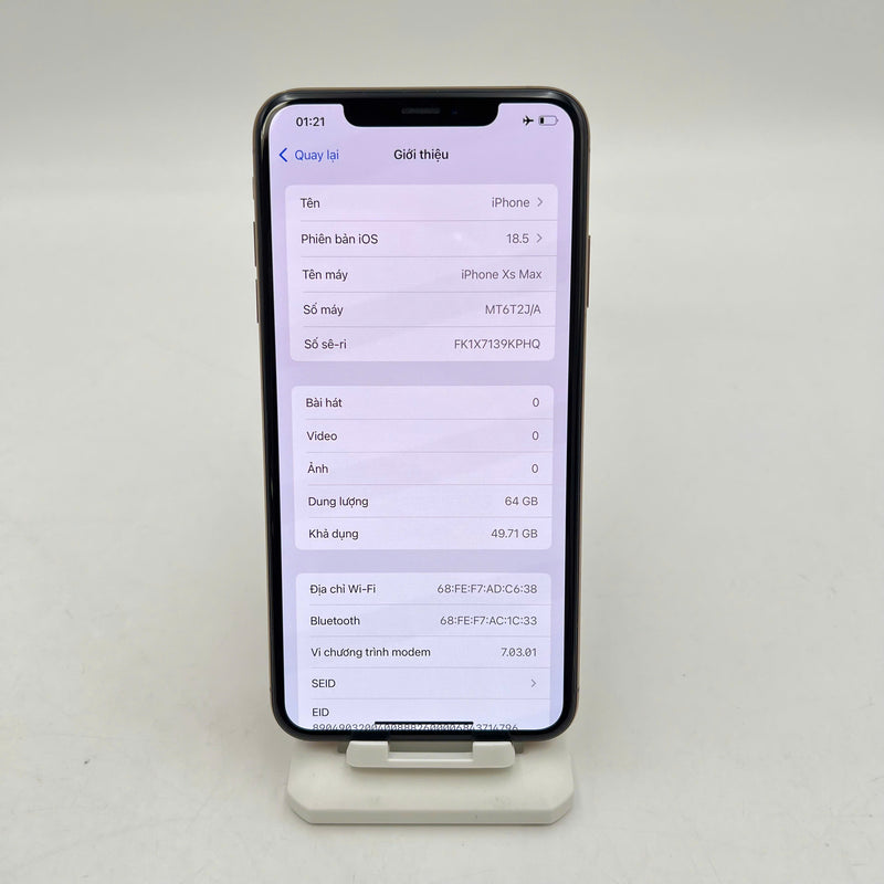iPhone Xs Max 64GB Vàng 98% pin 100% Máy đã trả hết tiền mạng dùng như Quốc tế Apple (Đã thay pin - xước viền) - HH8716