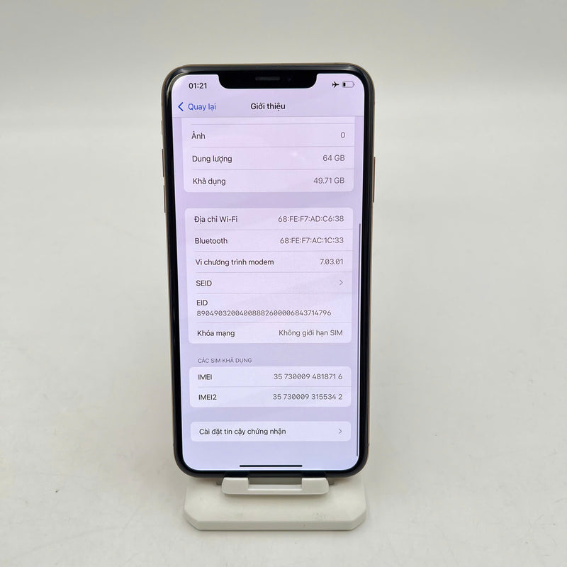 iPhone Xs Max 64GB Vàng 98% pin 100% Máy đã trả hết tiền mạng dùng như Quốc tế Apple (Đã thay pin - xước viền) - HH8716