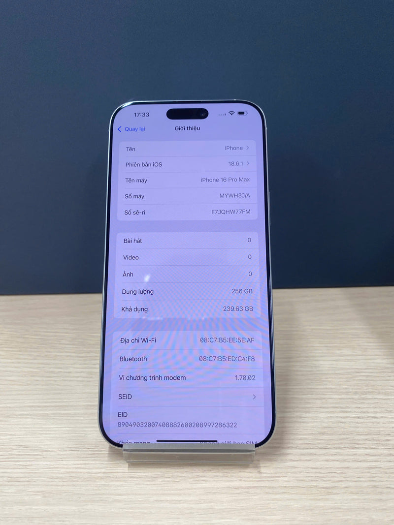 iPhone 16 Pro Max 256GB Trắng 99% Pin 100% Quốc tế từ RKT (Không dùng sim RKT) - HH5189