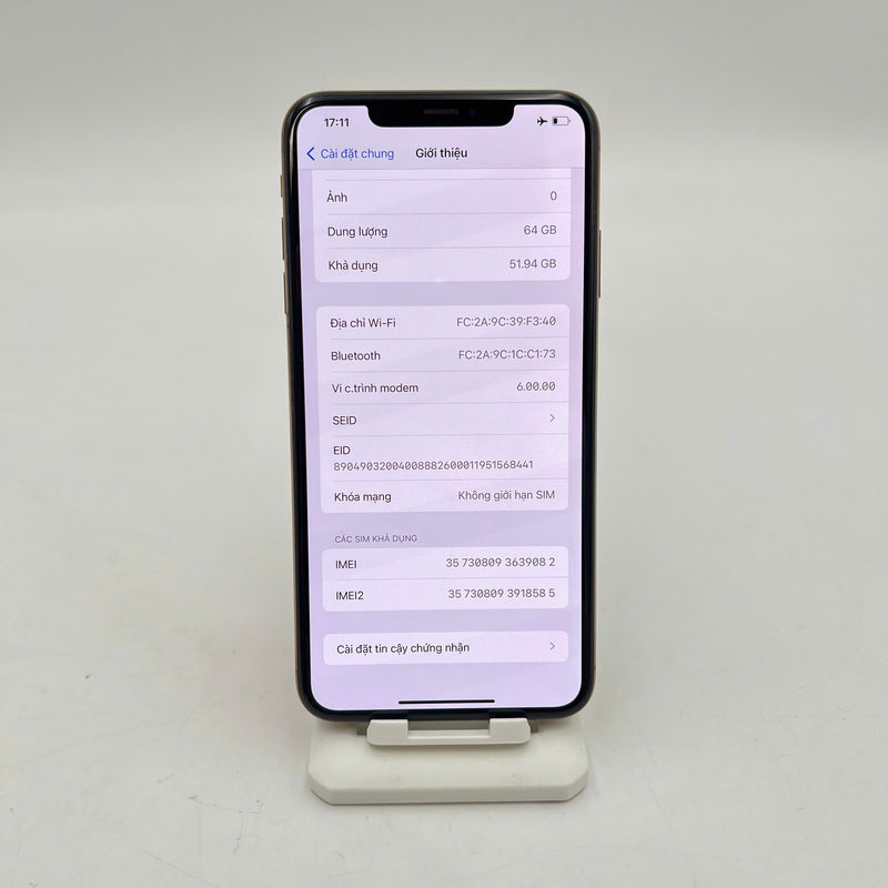 iPhone Xs Max 64GB Vàng 98% pin 87% Máy đã trả hết tiền mạng dùng như Quốc tế Apple (Đã thay pin) - HH9082