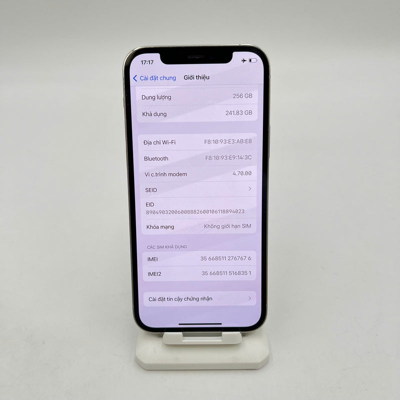 iPhone 12 Pro 256GB Bạc 98% pin 100% Máy đã trả hết tiền mạng dùng như Quốc tế Apple (Pin, cam trước và Face ID LKCH, viền xước nhiều) - HH7676