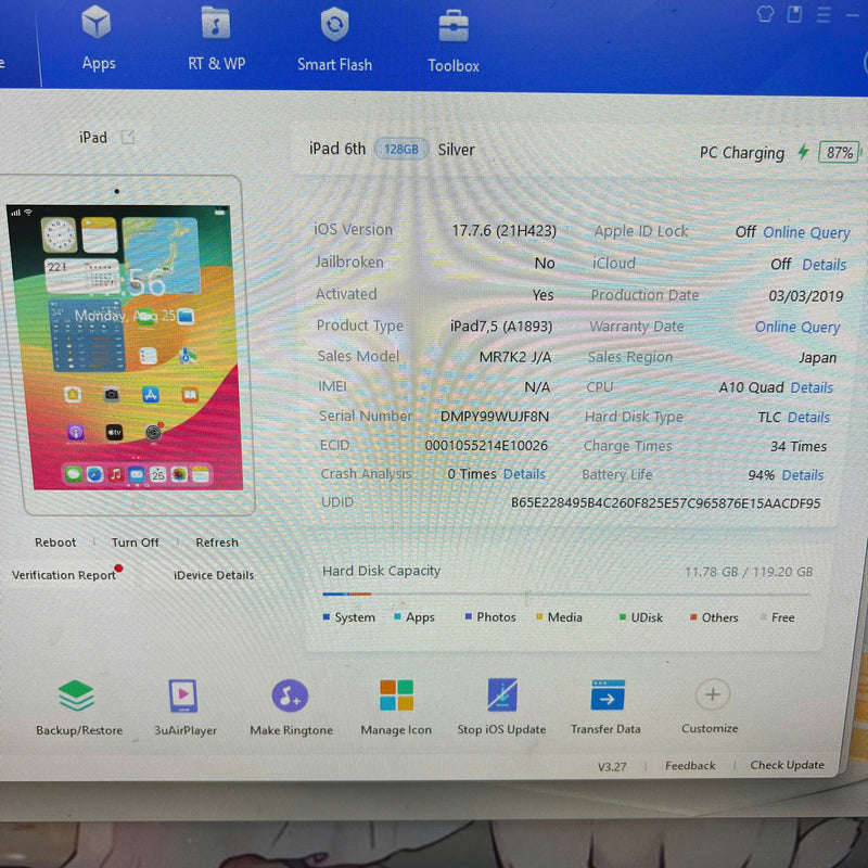 iPad Gen 6 2018 9.7in 128GB Bạc Wifi 98% pin 94% Quốc tế Apple