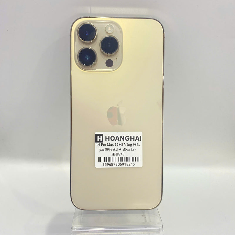 iPhone 14 Pro Max 128GB Vàng 98% pin 89% Quốc tế từ AU (Không dùng sim AU - Đốm 3x) - HH8245