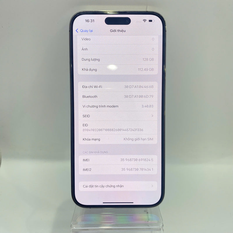 iPhone 14 Pro Max 128GB Vàng 98% pin 89% Quốc tế từ AU (Không dùng sim AU - Đốm 3x) - HH8245