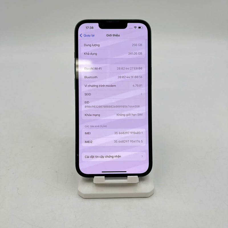 iPhone 13 256GB Xanh Lá 98% pin 100% Máy đã trả hết tiền mạng dùng như Quốc tế Apple (Đã thay pin, viền xước) - HH4031
